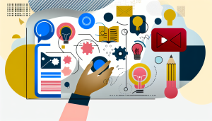 Ilustração conceitual sobre estratégias de design instrucional no ensino online